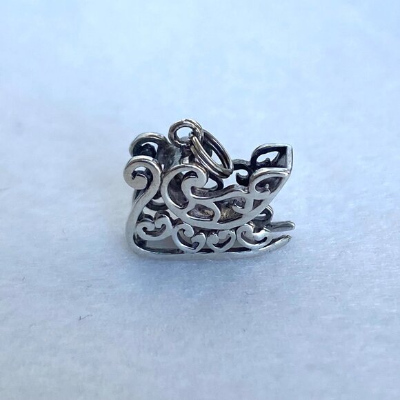 VTG Jezlaine Sterling Silver 925 3 Dimensional Christmas Santa's Sleigh Charm - Picture 6 of 16